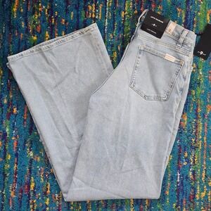 NWT 7 For All Mankind Lotta Tailorless Jeans Light Wash Wide Leg Size 25